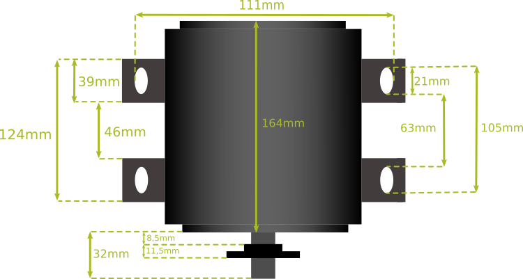 Dimension fixation moteur BLT 800 Dimension fixation moteur BLT 800