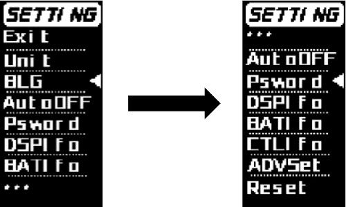 Menu paramétrage écran LCD Menu paramétrage écran LCD Mini Design